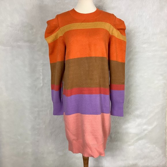FARM Rio Dresses & Skirts - Farm Rio Striped Puff Sleeve Tunic Sweater Dress